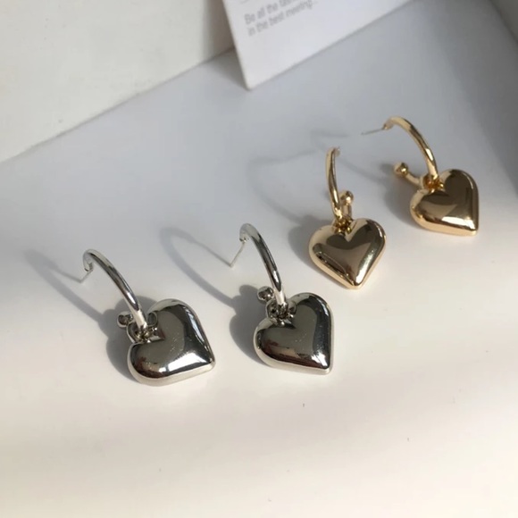 NEW 925 STERLING SILVER HEART PENDANT EARRINGS, NICE EARRINGS, CUTE EARRINGS - Picture 3 of 6